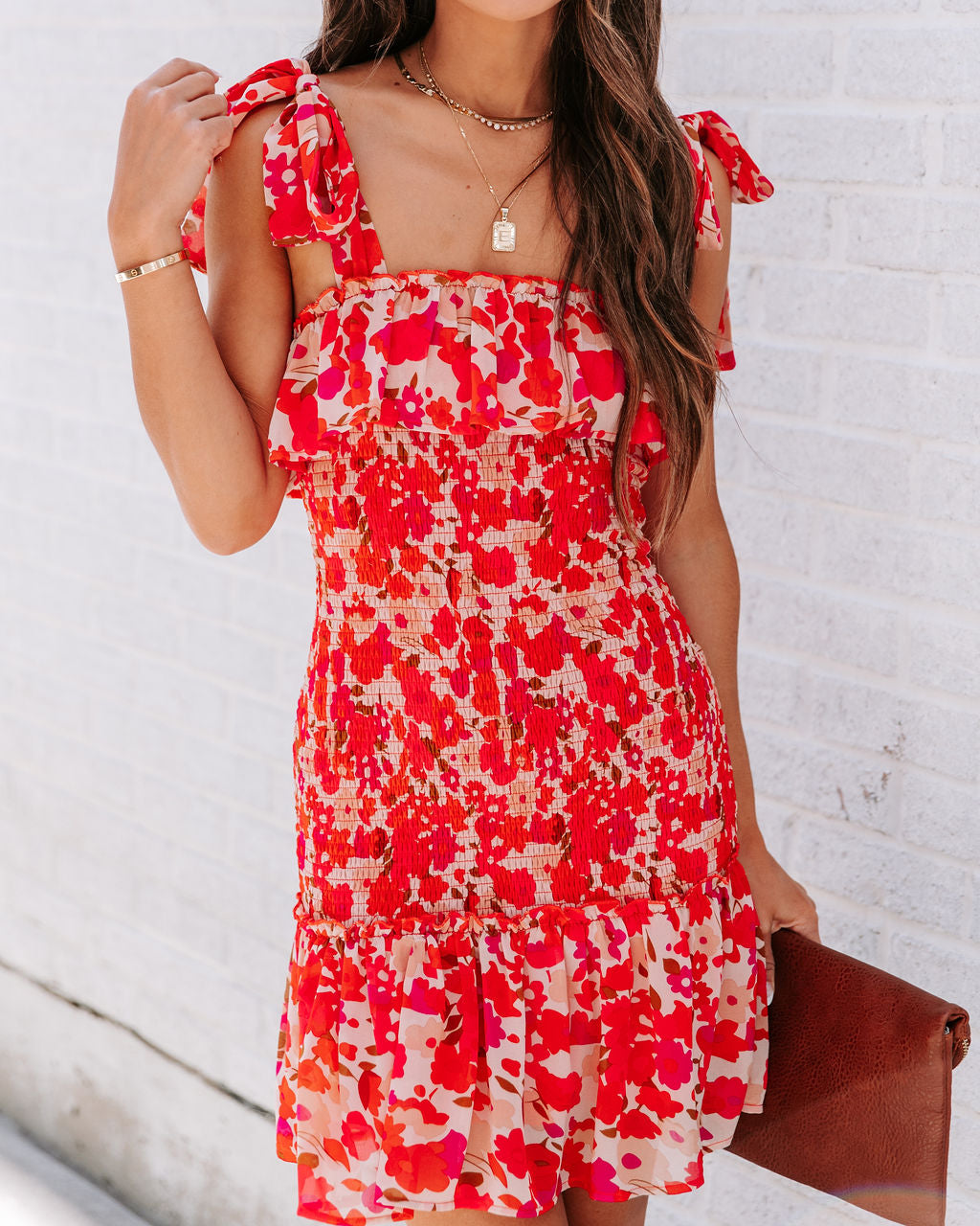 Lolita Floral Smocked Tie Mini Dress - FINAL SALE - Se7enfashion