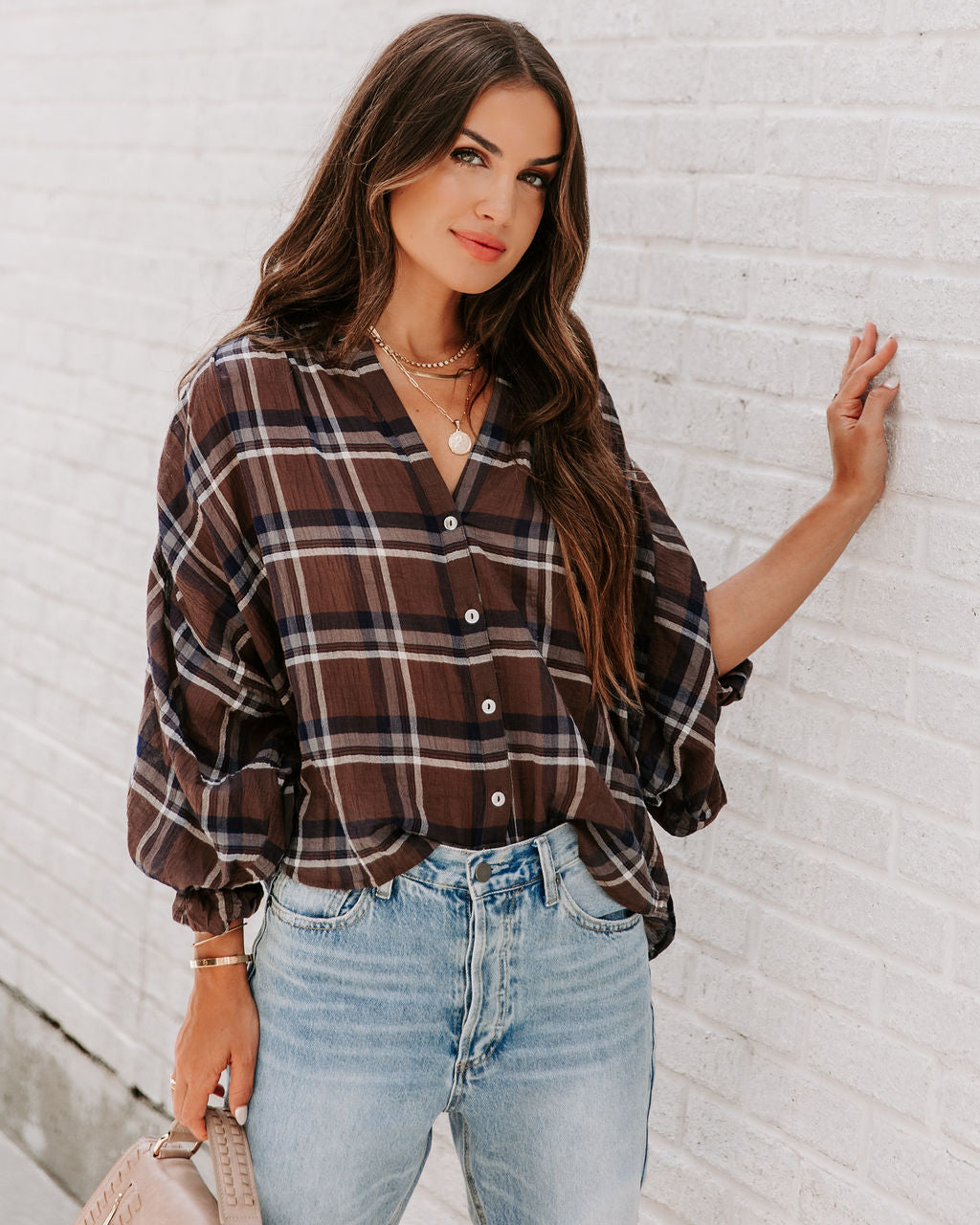 Williamsburg Cotton Plaid Button Down Top - Se7enfashion