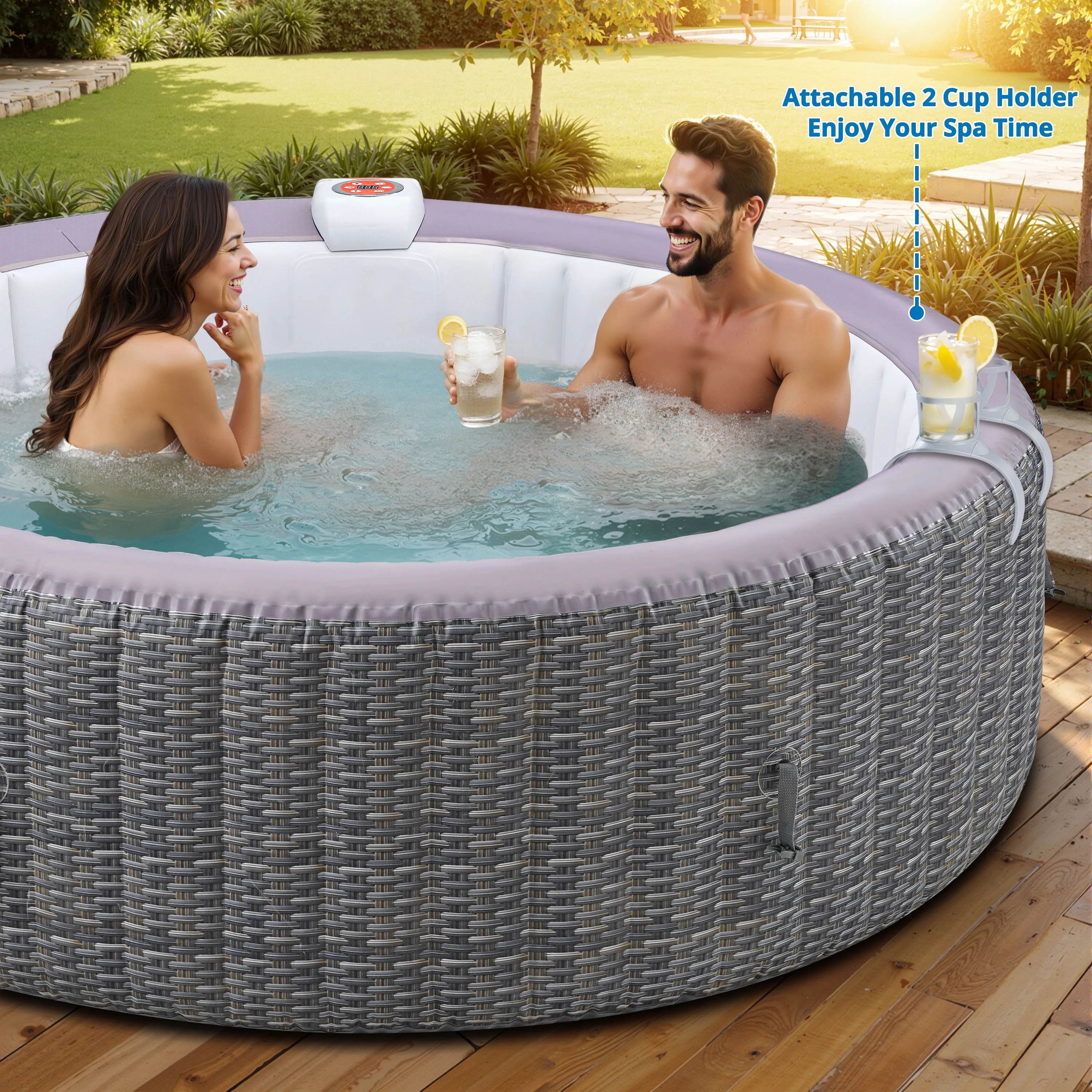 SEGMART 4-6 Person Inflatable Hot Tub Spa with 130 Jets, 82" Outdoor Spa Blow Up Hottub, Outdoor Portable Hottub with Insulated Cover, Floor Protector - Image 4