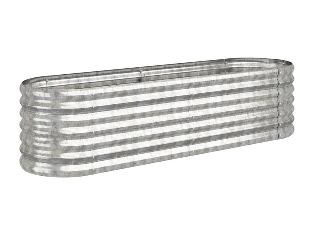 Jardinera arriate acero recubrimiento polvo plata 152x40x36 cm