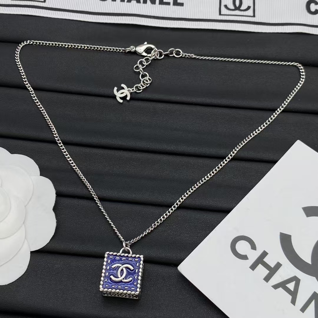 Chanel Denim Cube Pendant Necklace - Original Replica Club