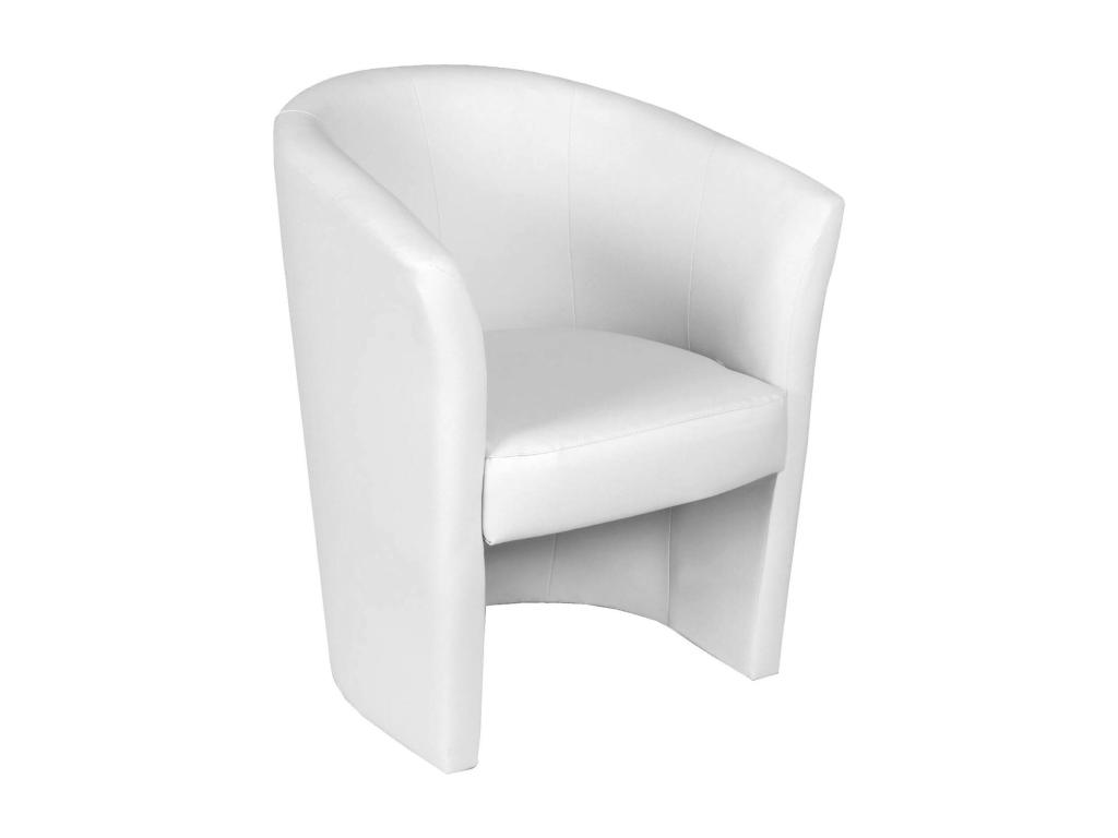 Sillón Luzssnh - Sillón de salón - Asiento acolchado - Silla con reposabrazos de cuero ecológico - 64x63h76 cm - Blanco