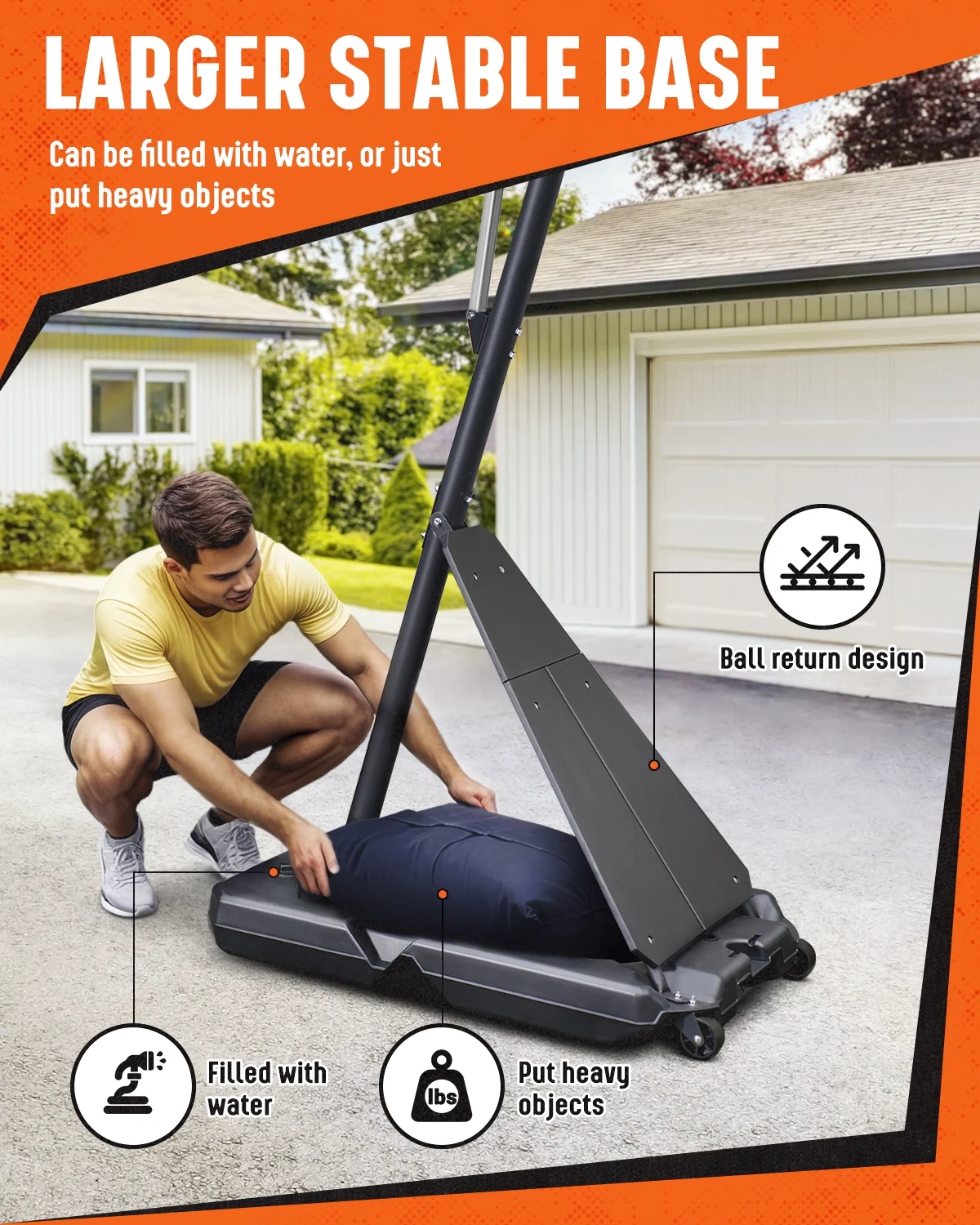 Seray Basketball Hoop with 4.8-10 feet Height Adjustable for Kids/Adults, Portable Basketball Goal with 44 inch Backboard and 2 Wheels for Outdoor/Indoor Sports - Image 7
