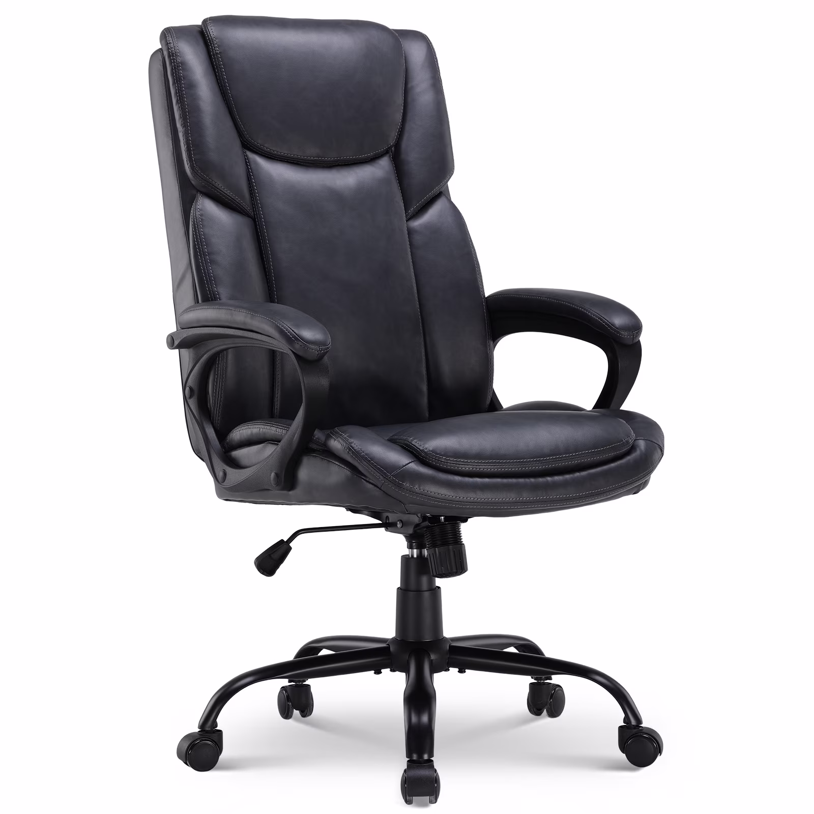 Mainstays Executive Ergonomic High Back Leather Home Office Desk Chair, Black - Image 5