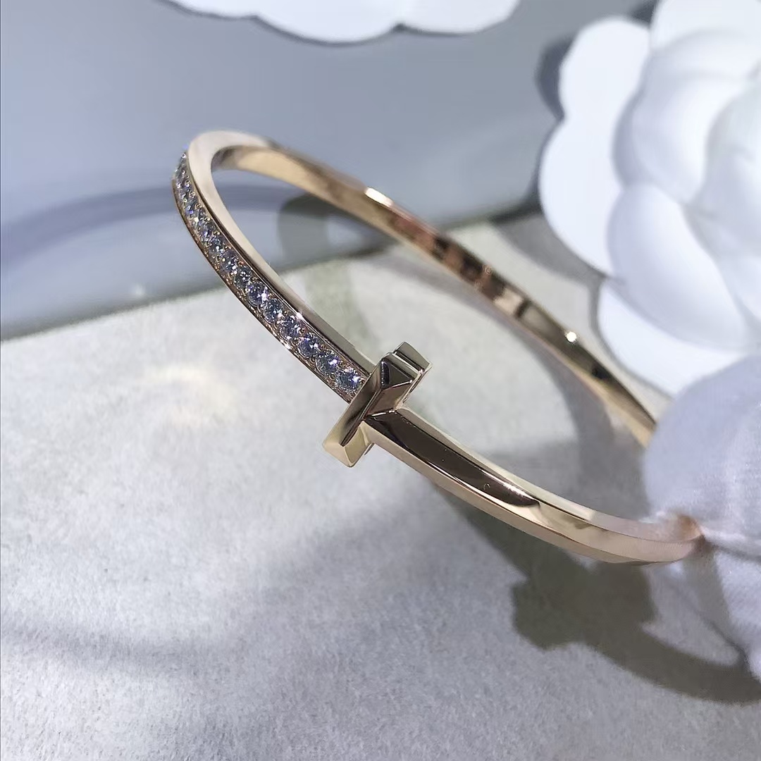 Tiffany T1 Narrow Diamond Hinged Bangle Bracelet - Original Replica Club