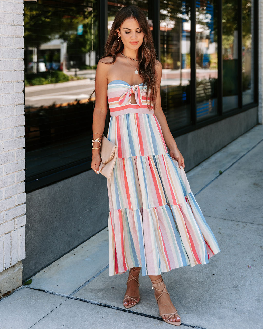 Valentina Striped Strapless Midi Dress - FINAL SALE - Se7enfashion