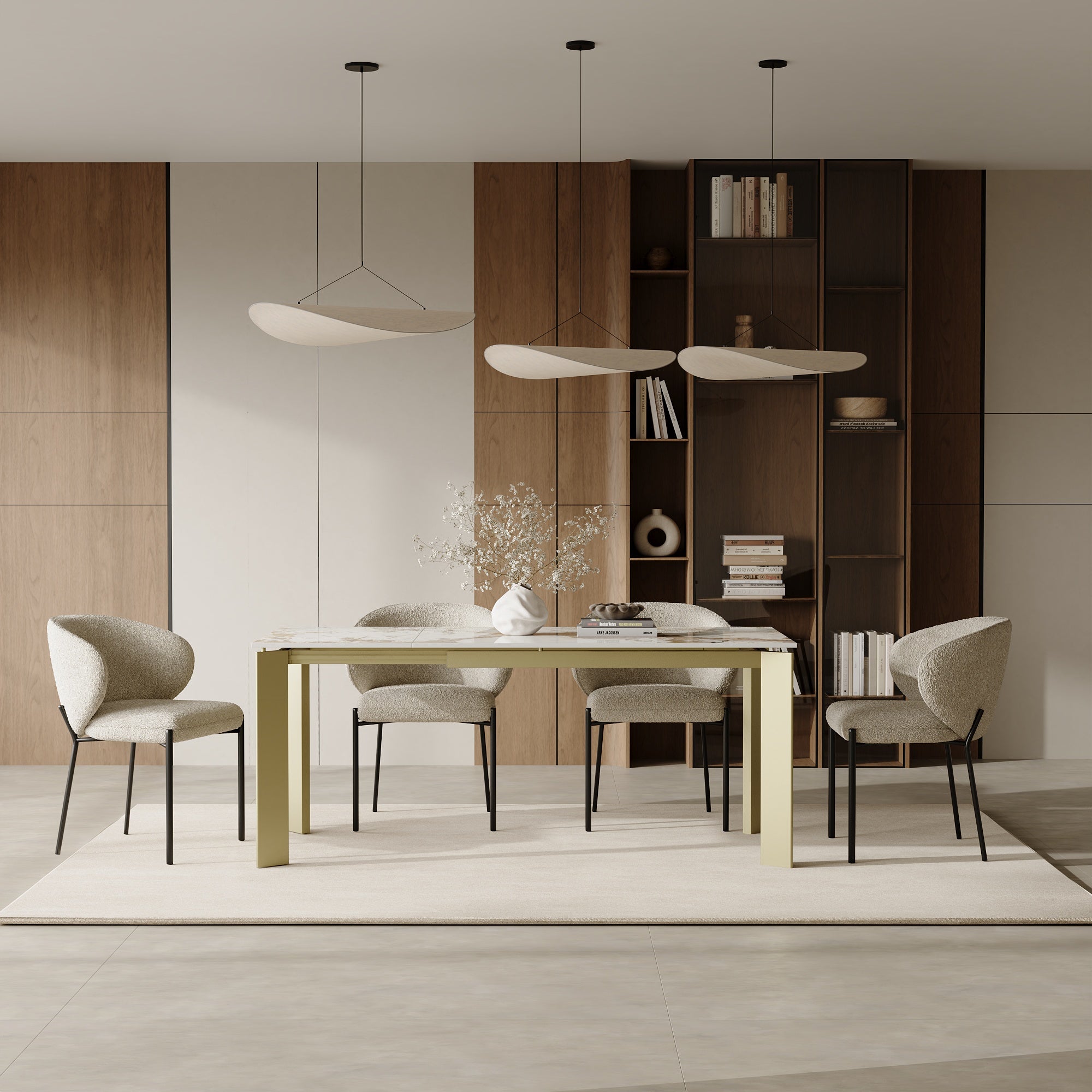 Pandora uitschuifbare eettafel 6-8 personen met gouden poten, 140 cm