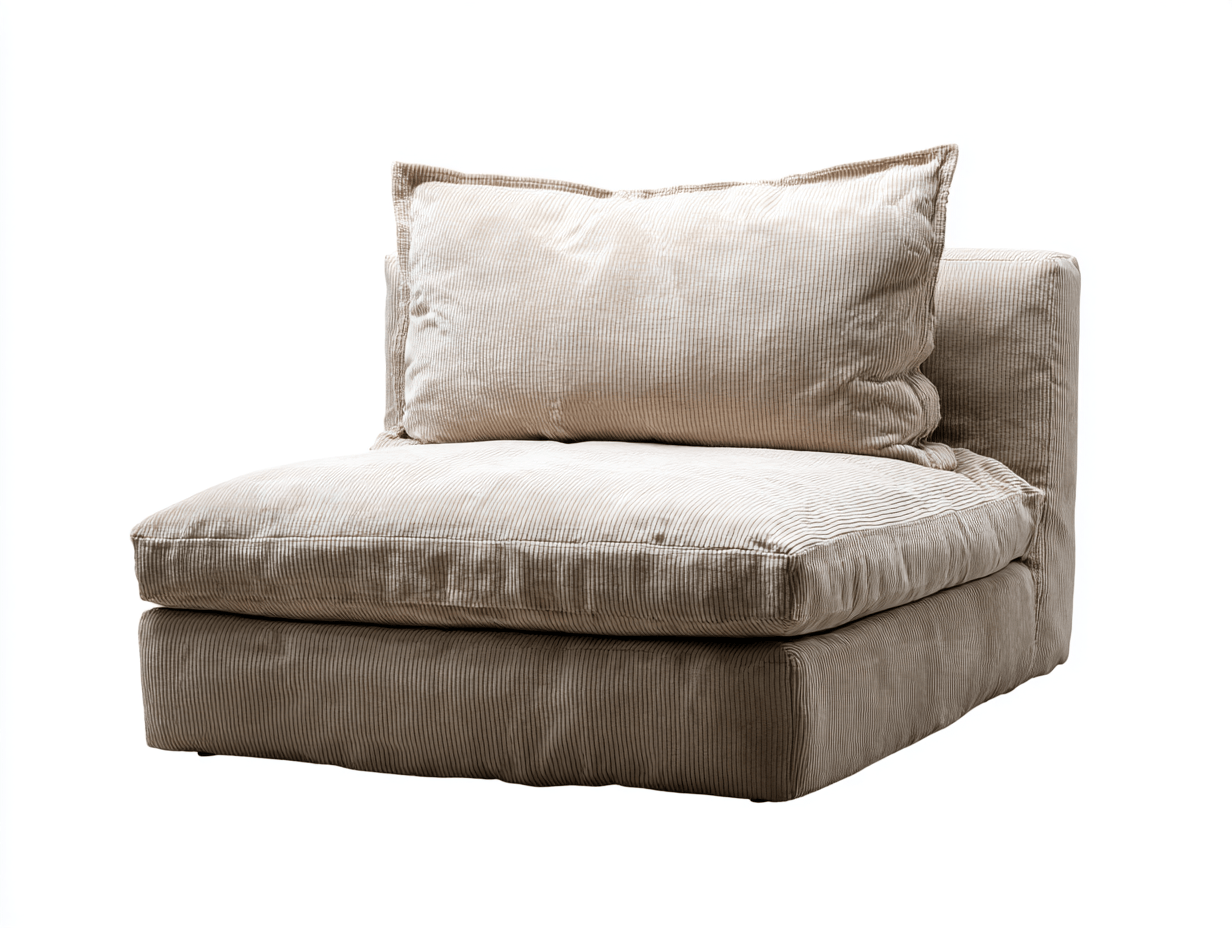 Sillón grande sin brazos con cojín extra grande y almohada en tela de rayas 90x90x80 cm
