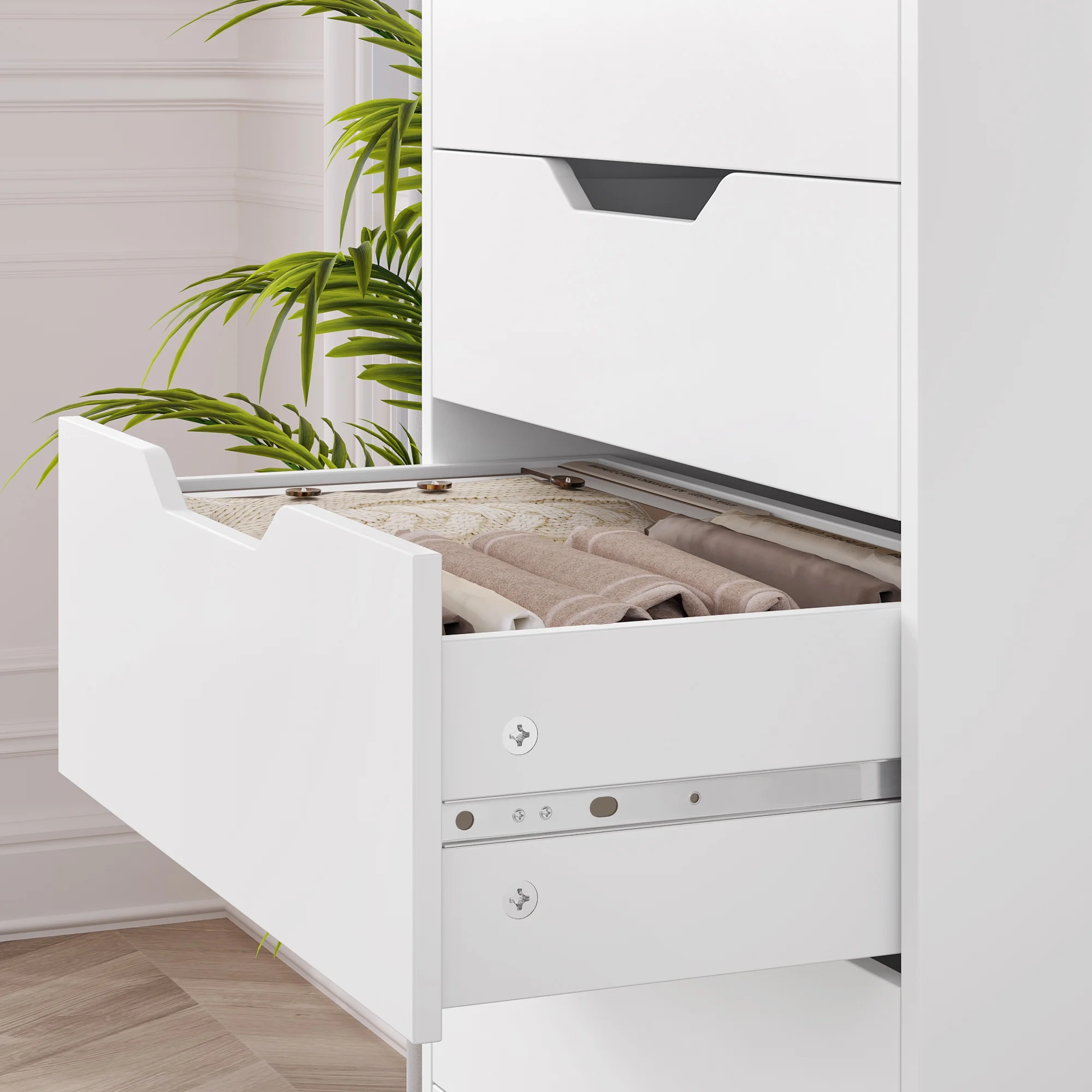 Homfa Vertical 8 Drawer Dresser, 44.5-H Modern Drawers Dresser for Bedroom Living Room, White - Image 7