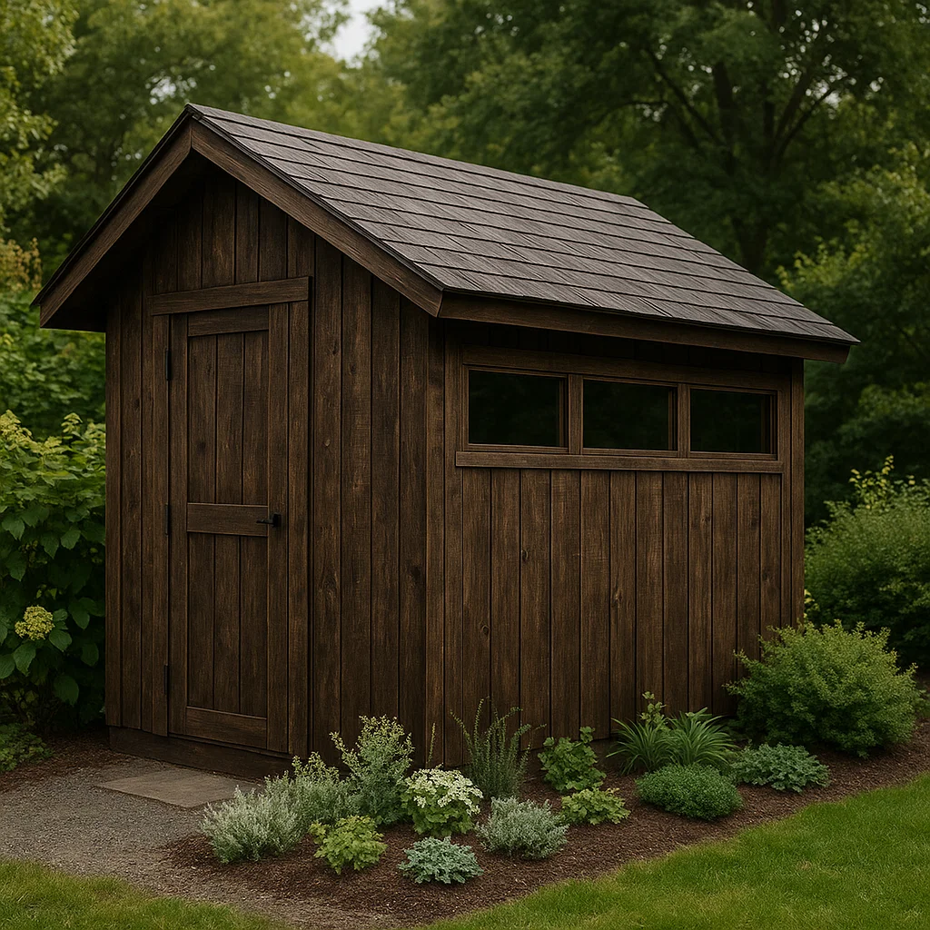 Caseta de jardín cobertizo marrón oscuro de madera para exteriores, 130x170x200 cm mRhLyub233UM