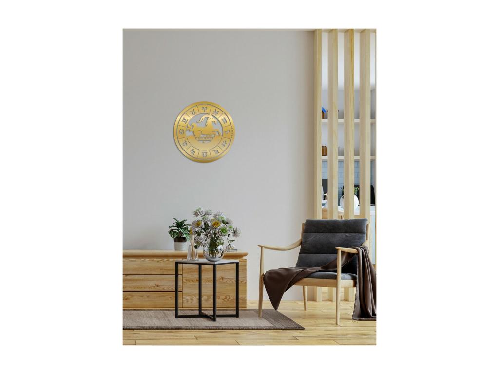 Decoración de Metal Horóscopo Capricornio 2, Oro, 50x0,15x50 cm, Laocacasas