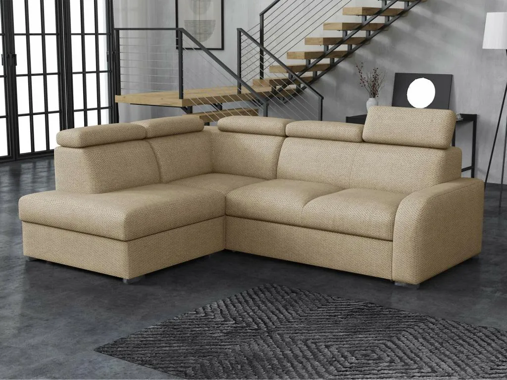 Sofá rinconero Hogarsens 229 De color marrón claro Función de descanso 250x200x85cm