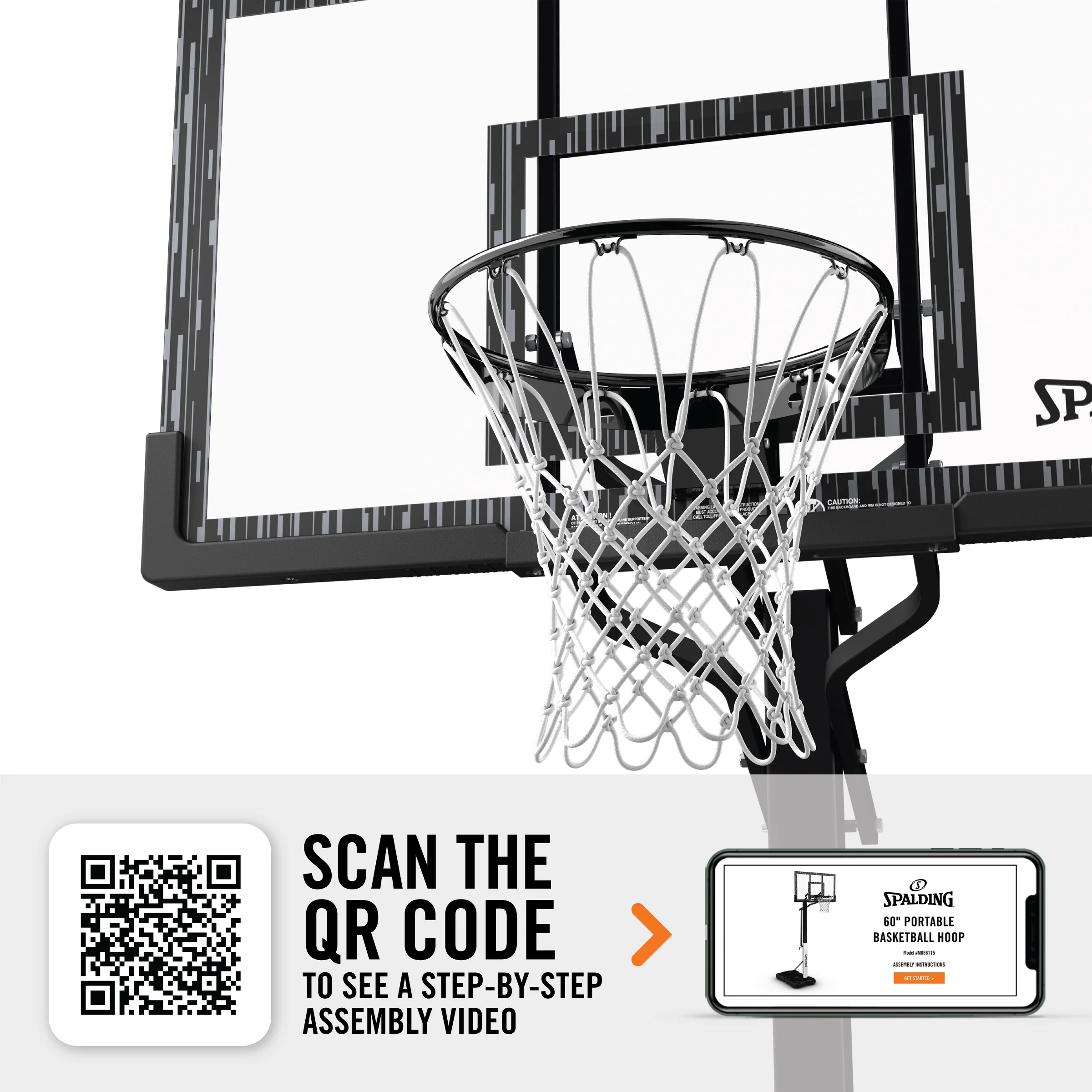 Spalding 60-Inch Portable Basketball Hoop with Acrylic Backboard, Screw Jack Lift & Arena Slam Rim-Outdoor Play - Image 3