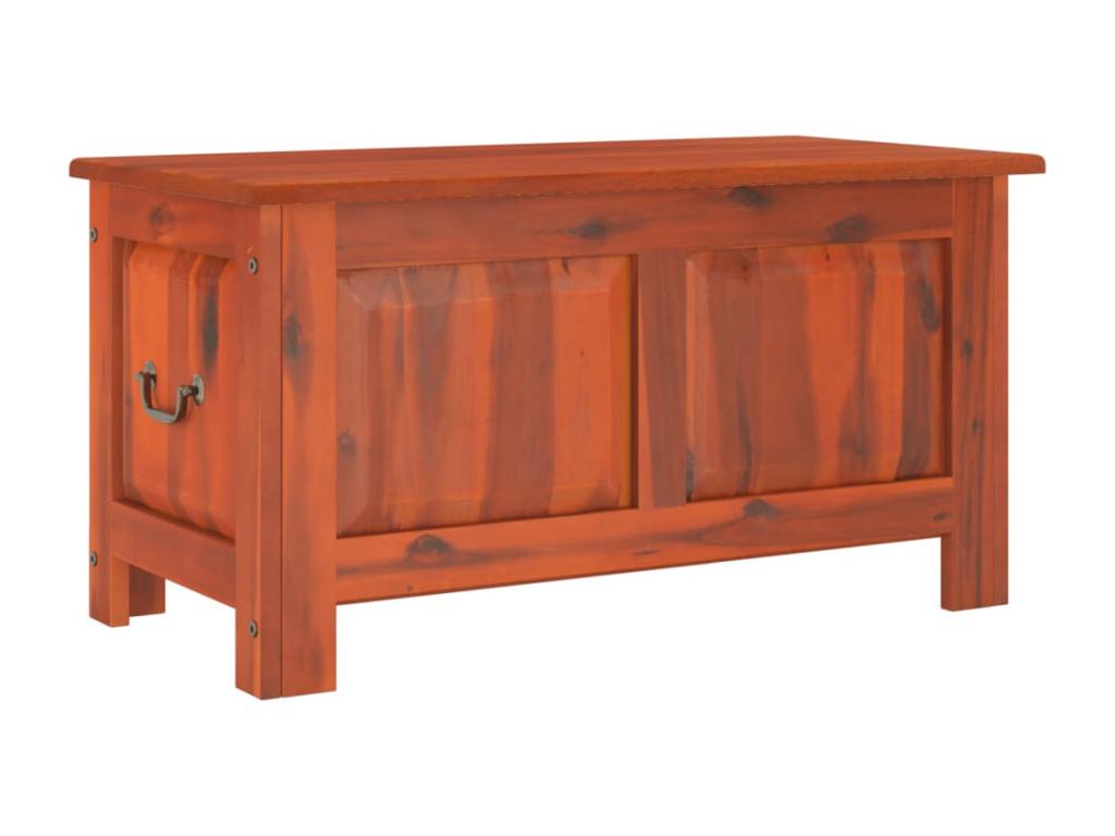 Baúl de almacenamiento con tapa madera maciza de acacia marrón
