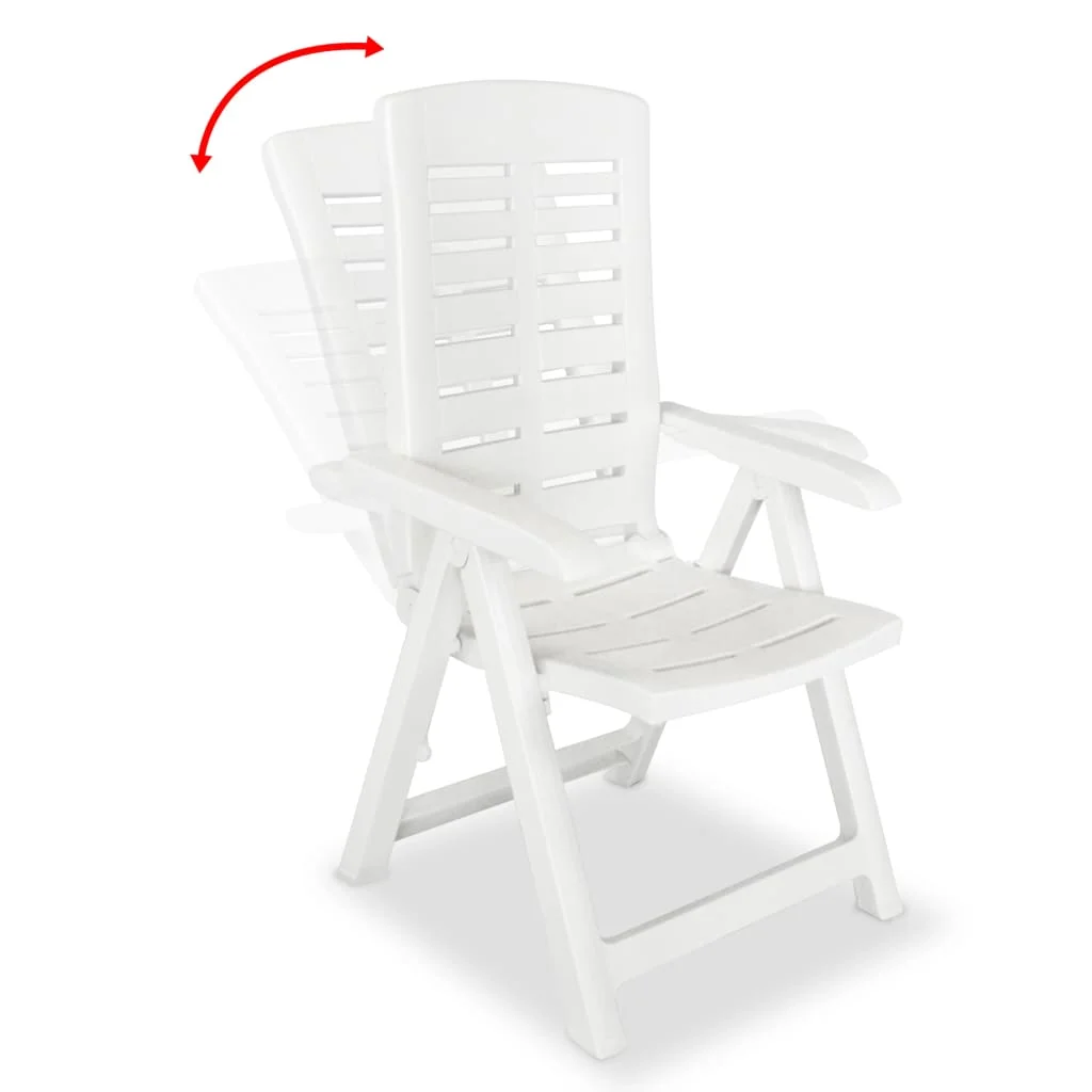 vidaXL Reclining Patio Chairs Outdoor Stack Dining Chair with Armrest Plastic - Image 29