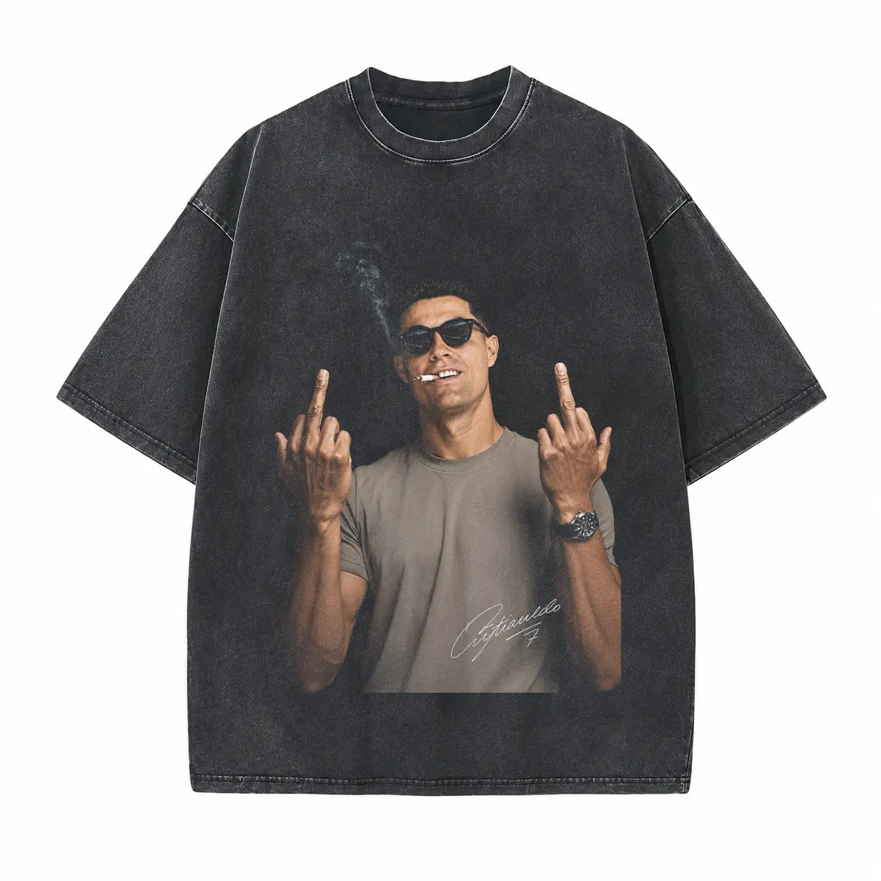 National Football Superstar Parody Style Printed Unisex Washed T-Shirt