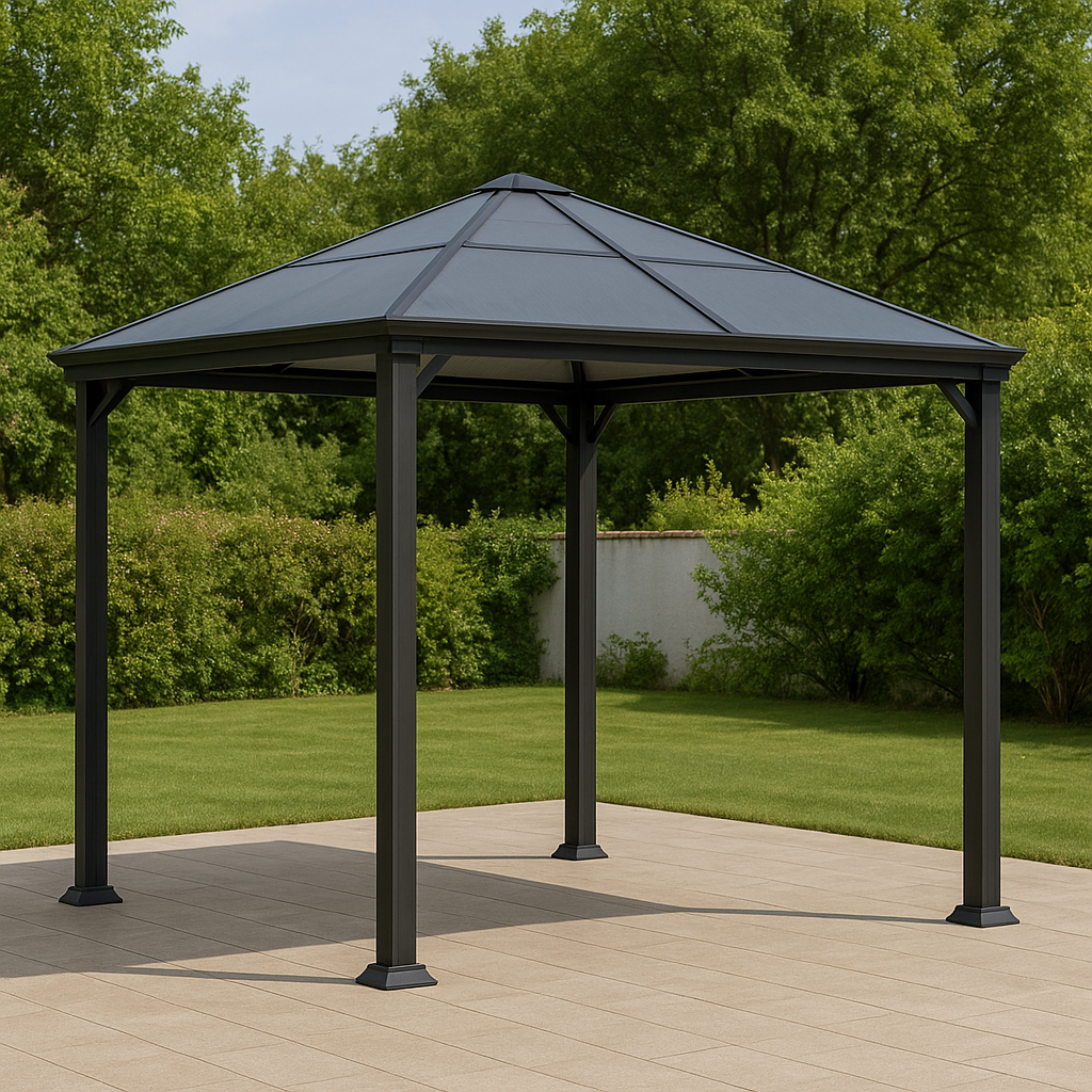 Cenador estructura cubierta gris antracita aluminio exterior 3.5x2.5x3m