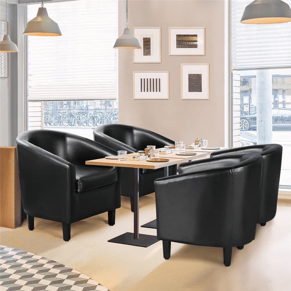 Yaheetech Faux Leather Accent Arm Chair For Living Room, Black - Image 4