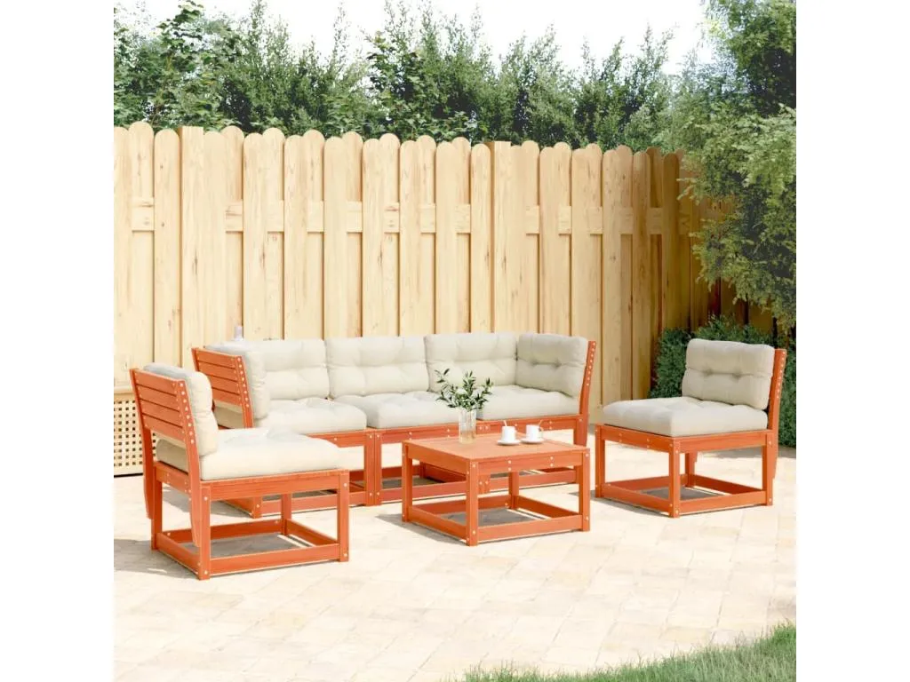 Set de sofás jardín 5 pzas con cojines Decoencanto marrón cera