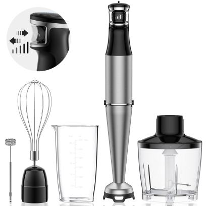Immersion Hand Blender 5 in 1: 1100W Electric Blender Handheld Stick Mixer with Trigger Control Grip, Emulsion Blenders for Kitchen Soup, Mayo,