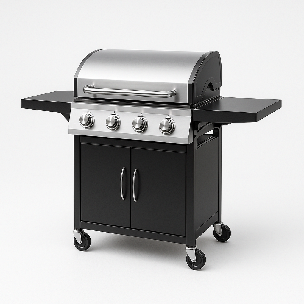 Barbacoas de gas 110x55x125 cm negro/plateado NApBtOf358xF