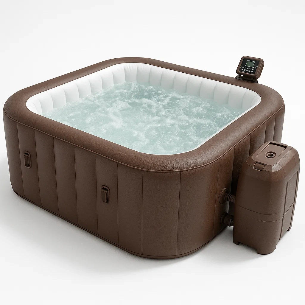 Spas hinchables 180x180x70 cm 4 plazas cuadrado marrón/blanco ICxwypx364JT