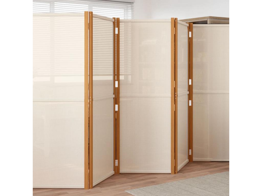 Biombo divisor de 6 paneles blanco crema 420x180 cm