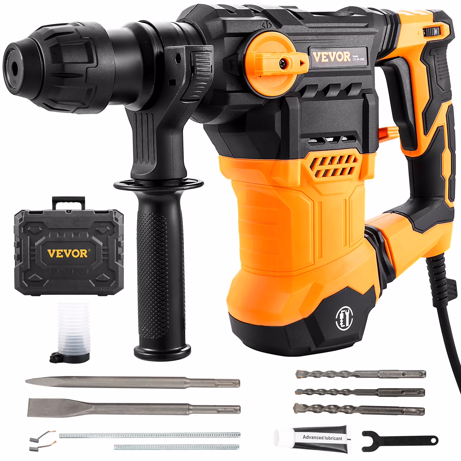 VEVOR 1 - 1/4 in SDS - Plus Rotary Hammer Drill, 13 Amp Corded Drills, Heavy Duty Chipping Hammers W/Vibration Control Safety Clutch, Electric Demolition Hammers Variable Speed, Power Tool for Concrete