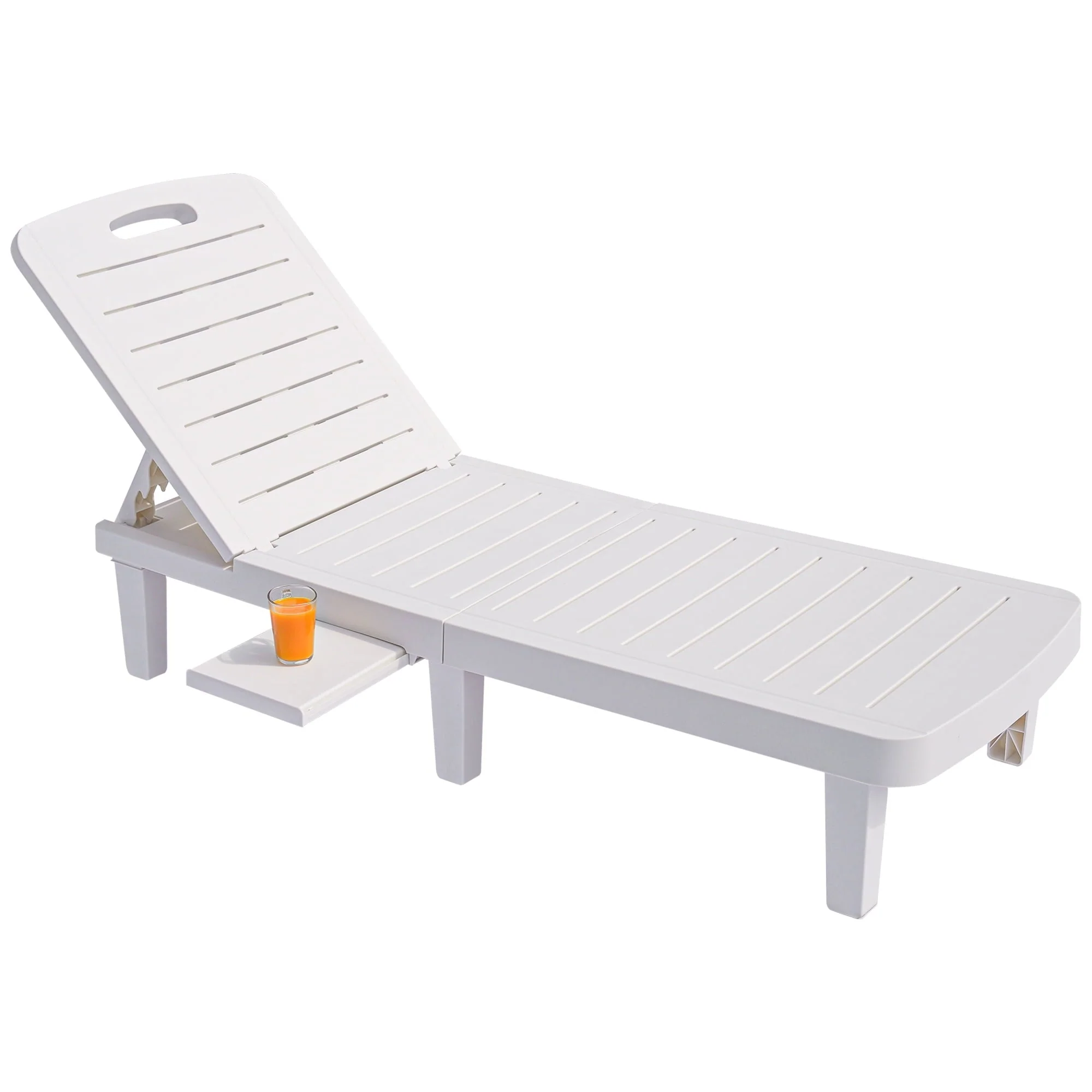 Patio Lounge Chair Set of 2, Adjustable Chaise with Side Table, Outdoor Lounger Recliner for Poolside, Patio, Backyard, Wood Texture Design | Waterproof | Easy to Assemble | Max Weight 330 lbs White - Image 14