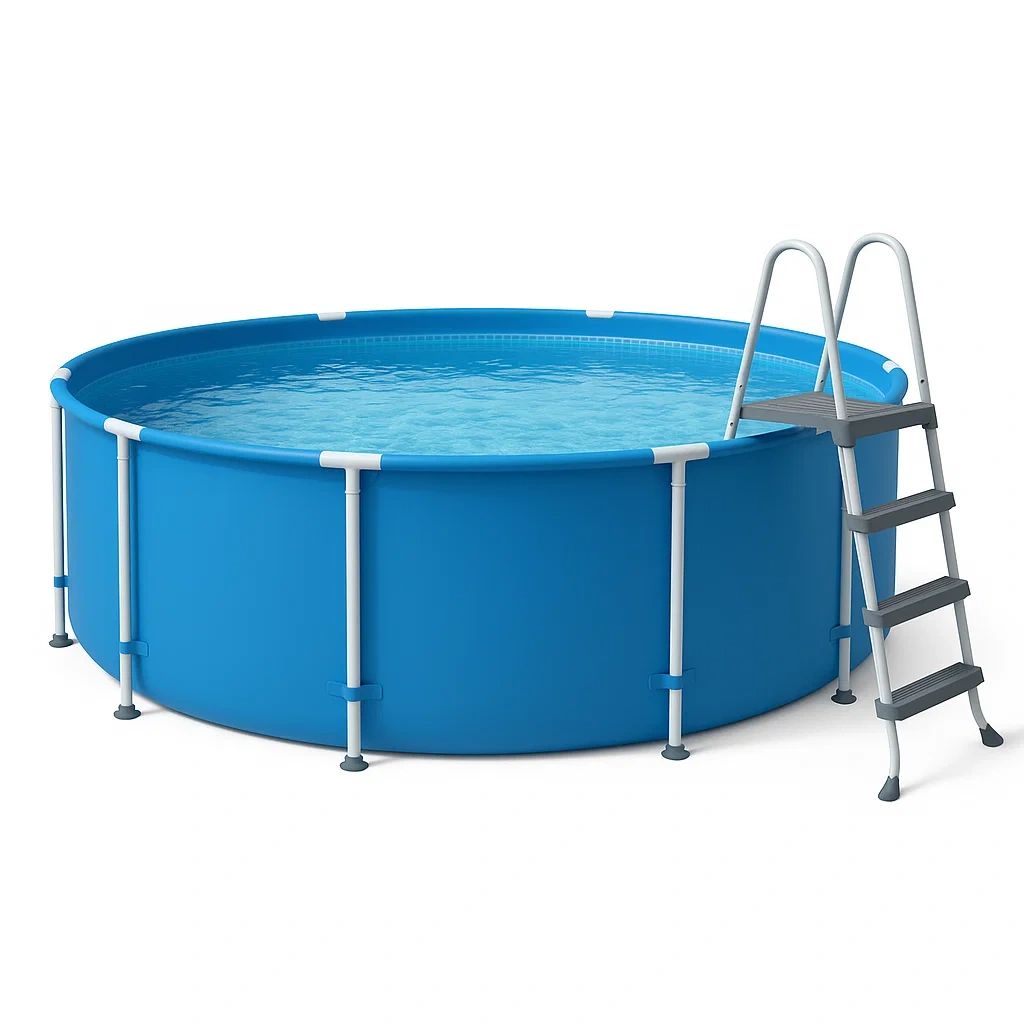 Piscina tubular redonda desmontable de acero 298x96 cm azul/Blanco con filtro y escalera UlZvMvP239Sb