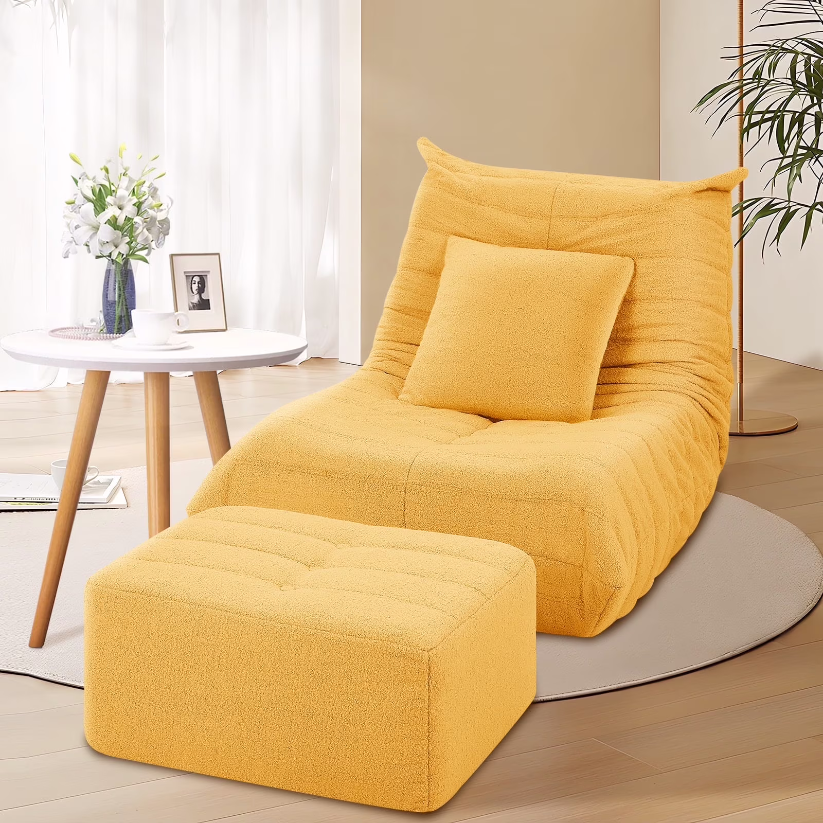 VFD Bean Bag Chairs for Adults, Beanbag Chair with Ottoman Lounge Sofa Memory Foam Comfy Reading Chair for Bedroom & Living Room, Lazy Floor Sofa Couch - Image 7