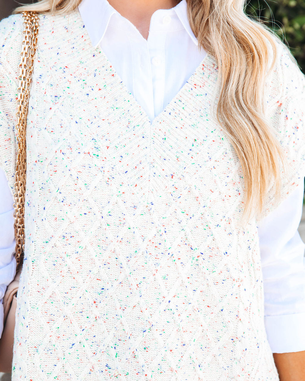 Live Boldly Knit Speckled Sweater Vest - Se7enfashion