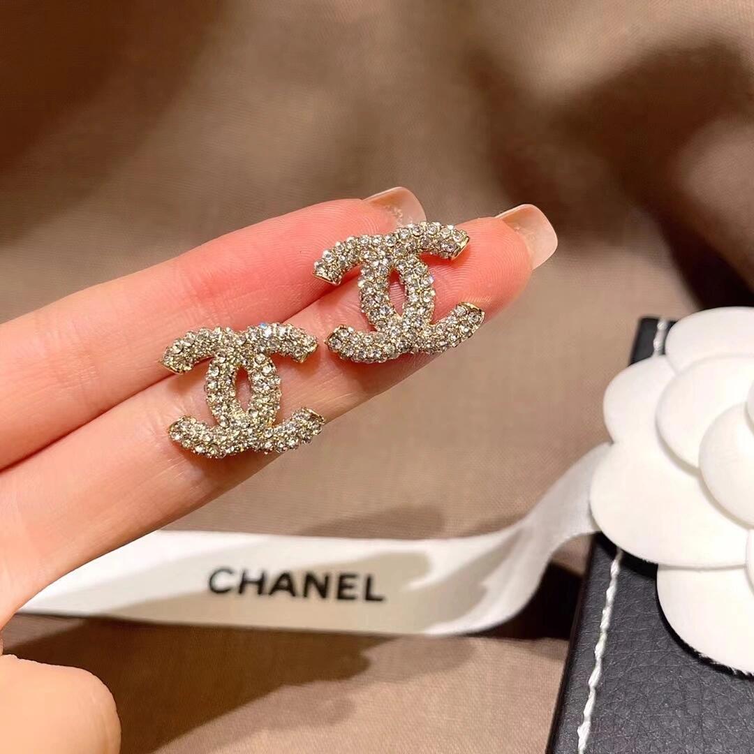 Chanel Full Diamond Paved CC Earrings - Original Replica Club
