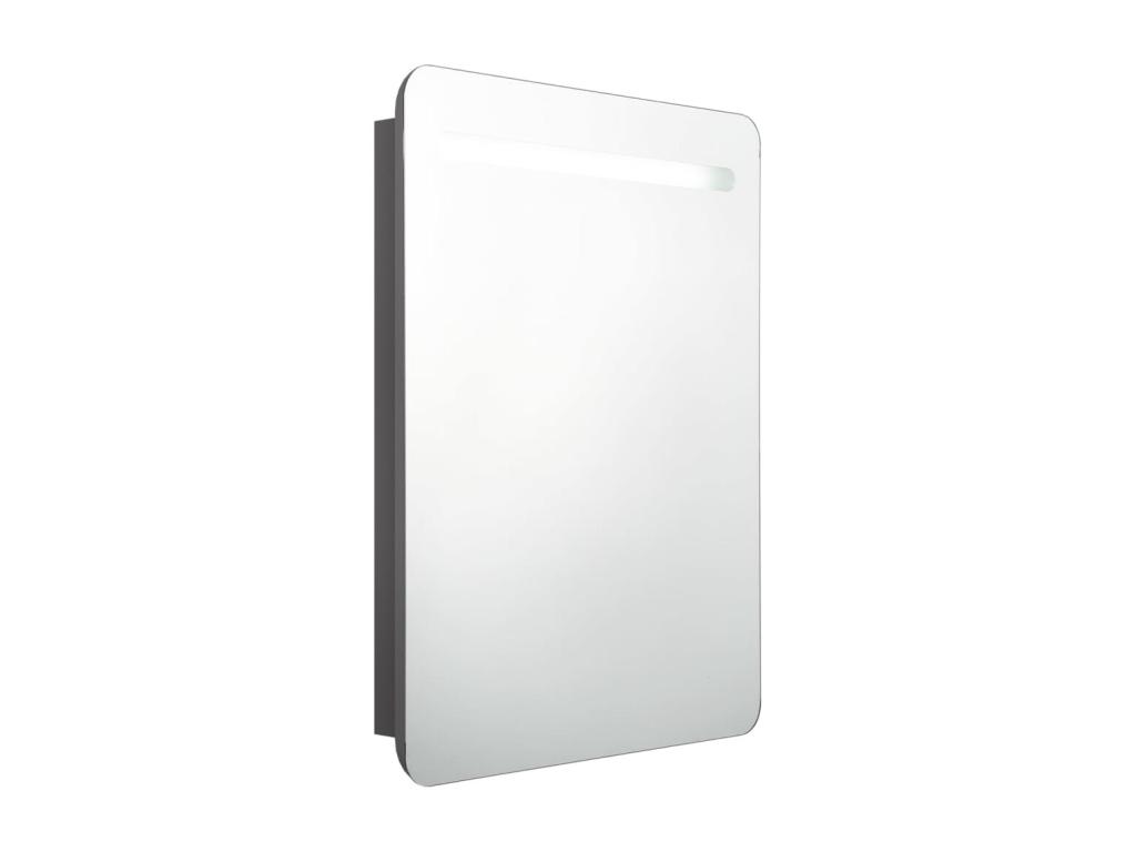 Armario de baño con espejo y LED gris 60x11x80 cm