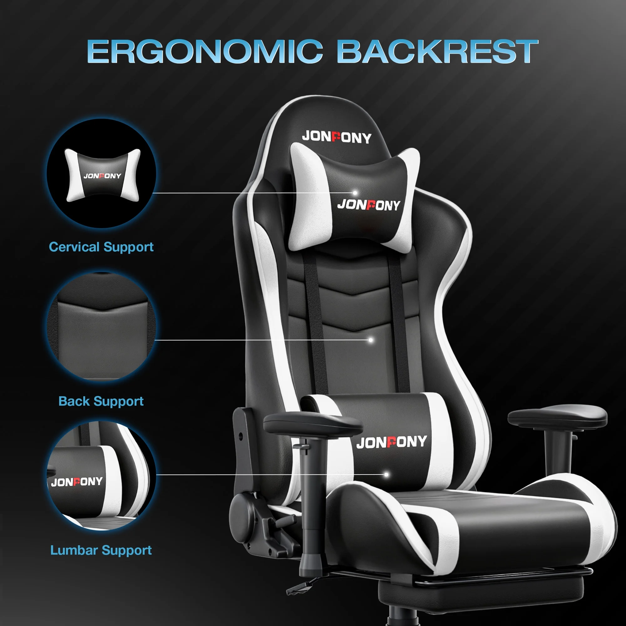 JONPONY Big and Tall 500LBS Gaming Chair, Ergonomic Design, Gamer Chair PU Leather with Footrest and Lumbar Support, High Back Office Chair Support 8 Hours Long Sitting, Computer Chair,Red - Image 52