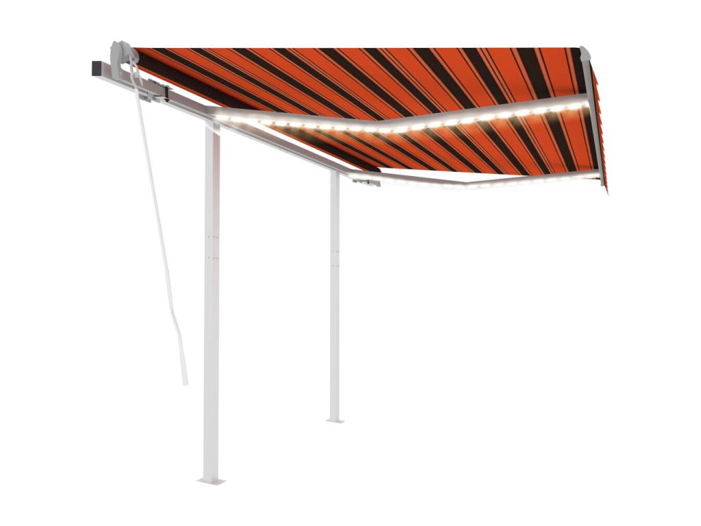 Toldo automático LED y sensor de viento naranja marrón 3x2,5 m