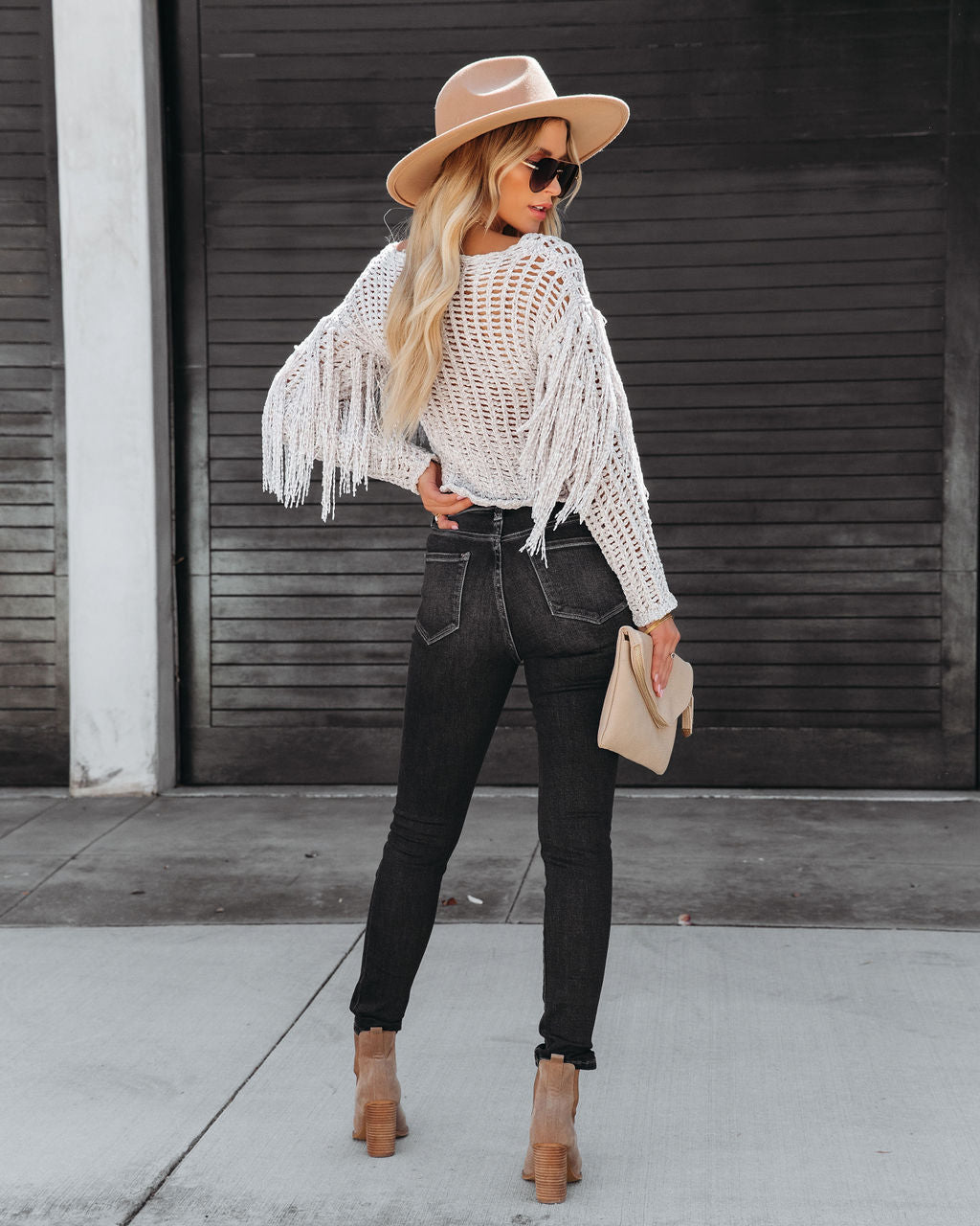 Sparrow Fringe Chenille Pullover Sweater - Taupe - SALE - Se7enfashion
