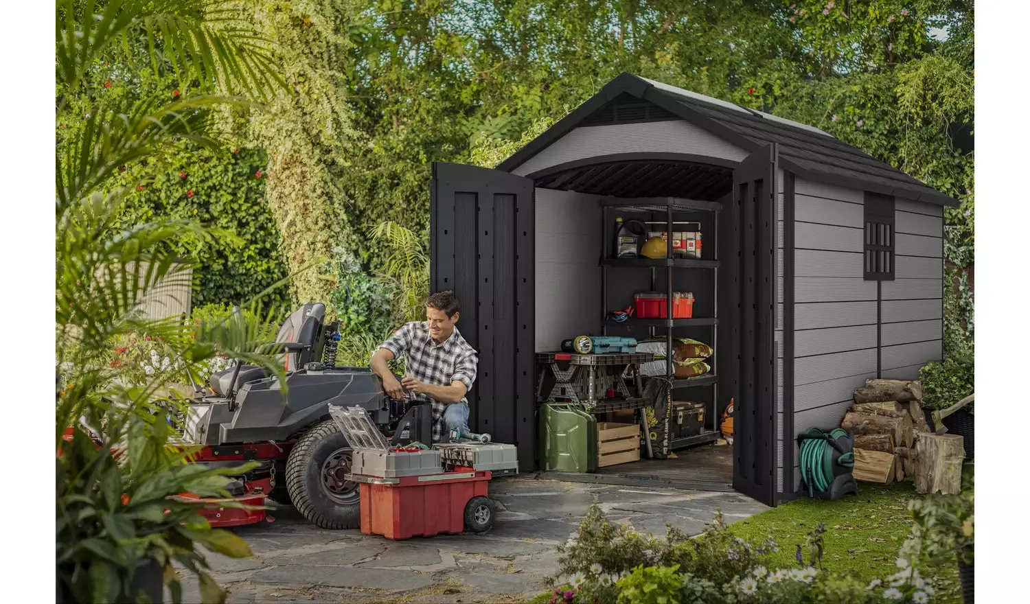 Keter Premier Plastic Garden Shed - Grey