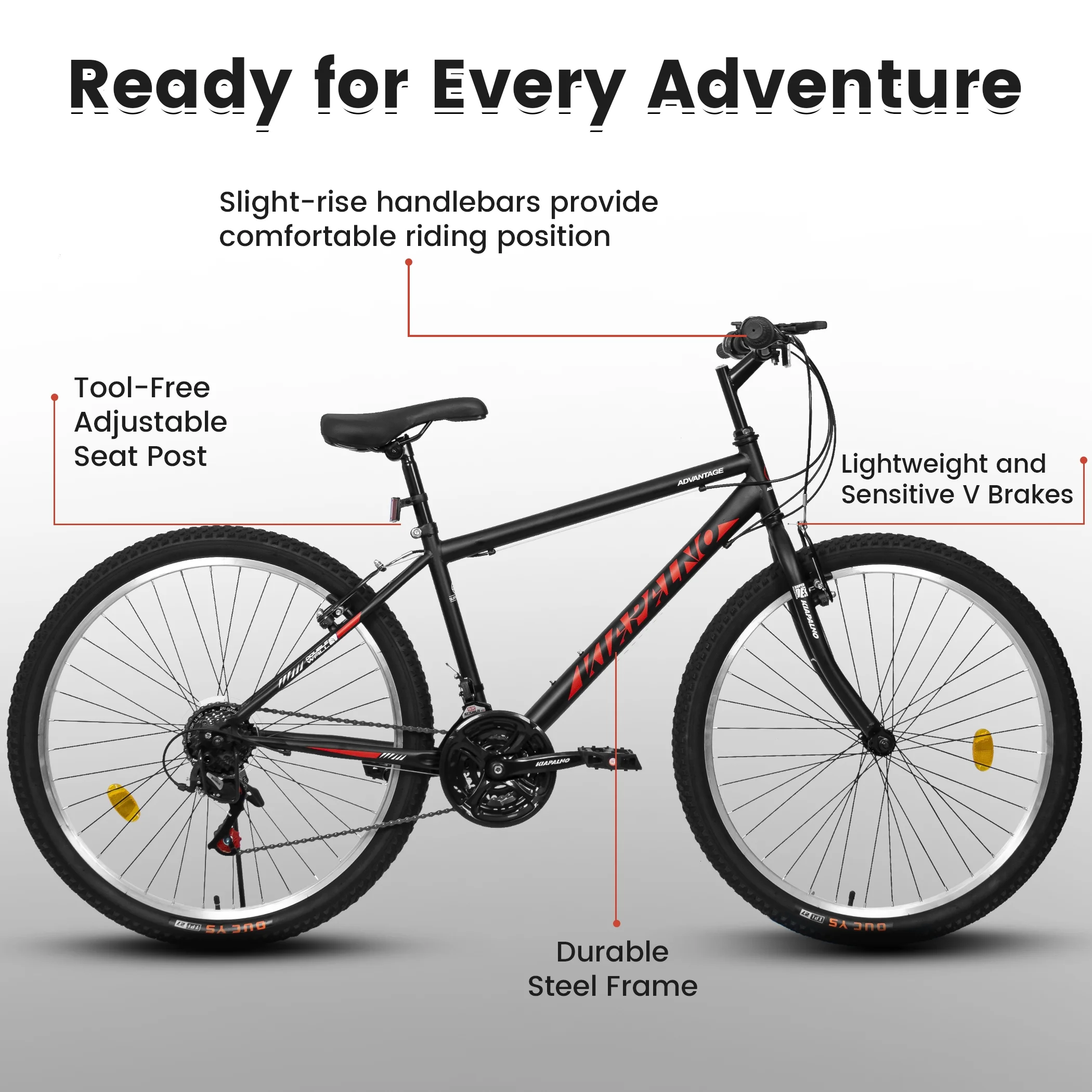 Ecarpat Mountain Bike 26 Inch for Men Women, 21 Speeds High-Carbon Steel Frame, Classic Adult Teens Sport Bicycle, V Brakes Bicycle for Snow City Commuters and Short Trip - Image 5