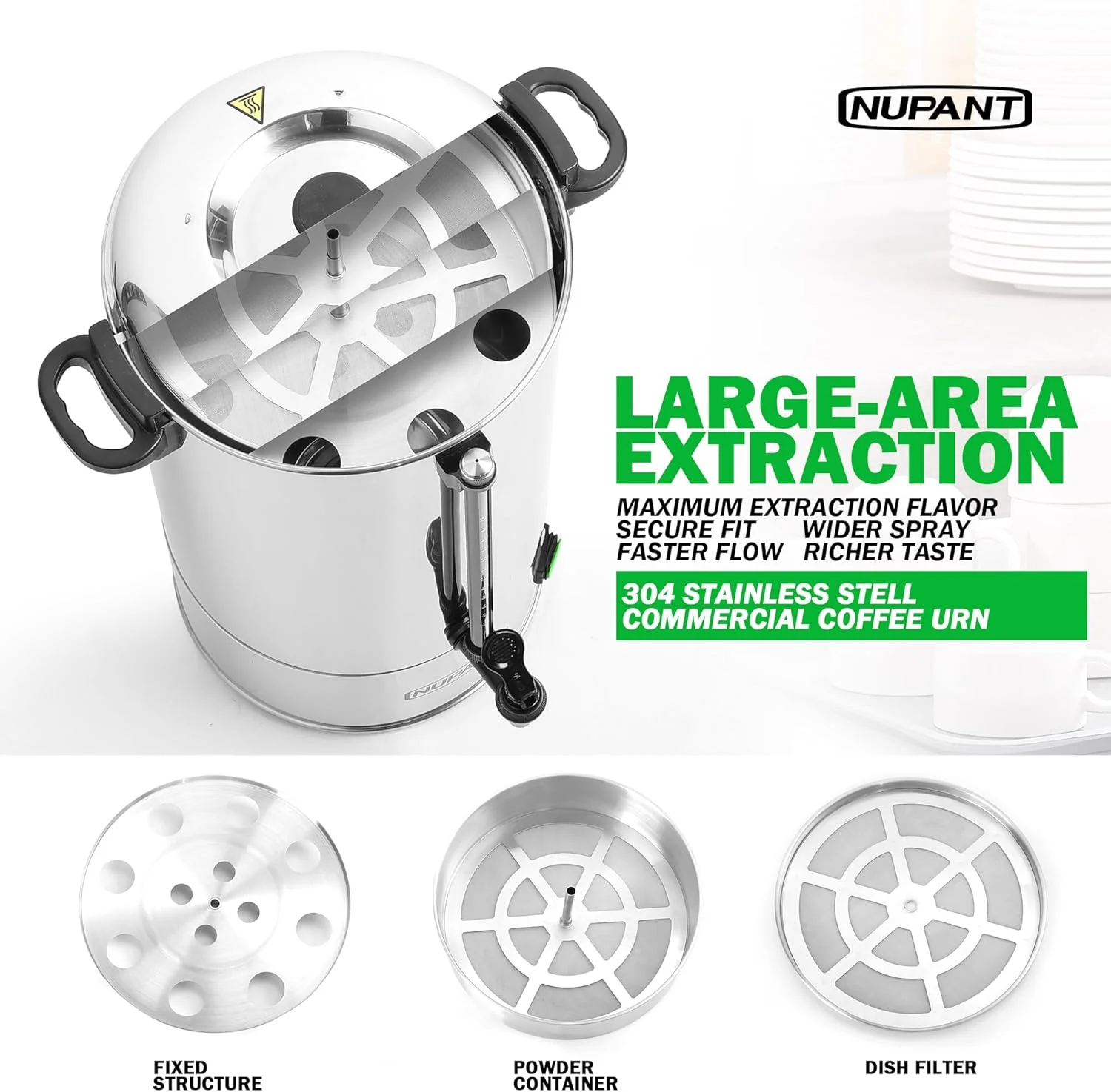 Commercial Coffee Urn 100 Cup 15L 304 Stainless Steel Large Coffee Maker