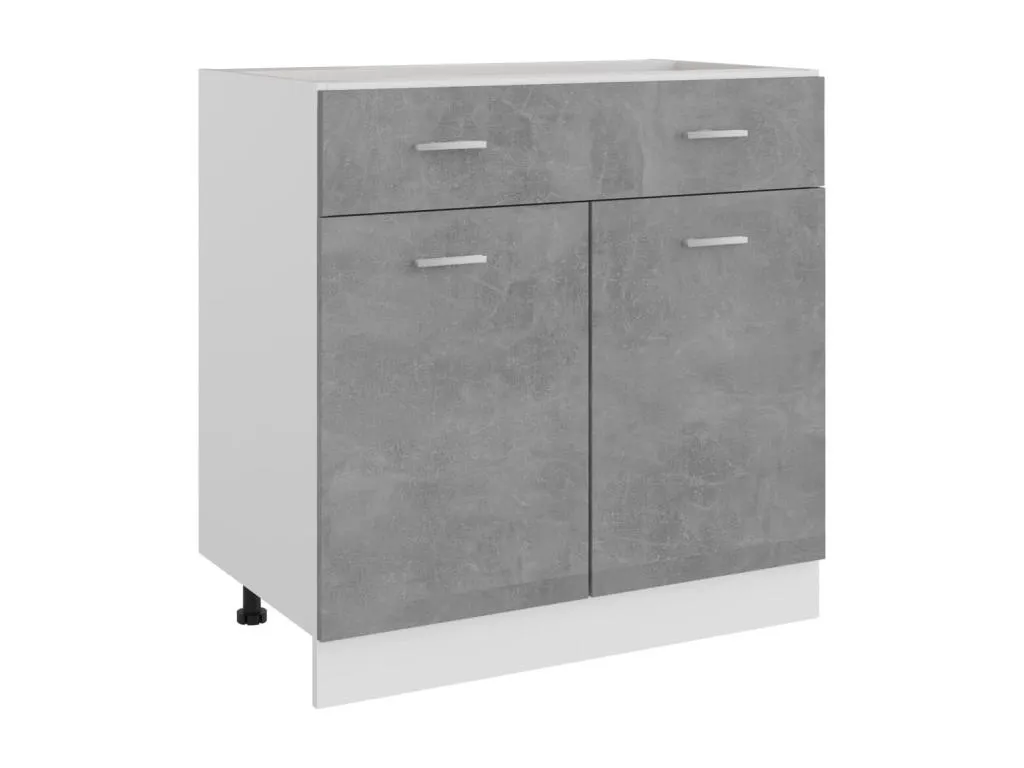 Armario bajo con cajón en madera de ingeniería gris hormigón 80x46x81,5 cm. muv3388550