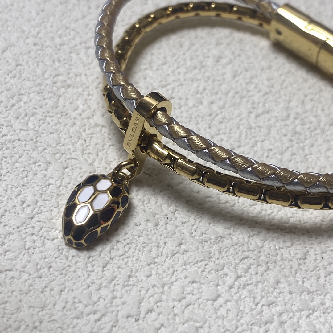 Bvlgari Two Layers Serpenti Viper Bracelet with Snake Head Charm - Original Replica Club