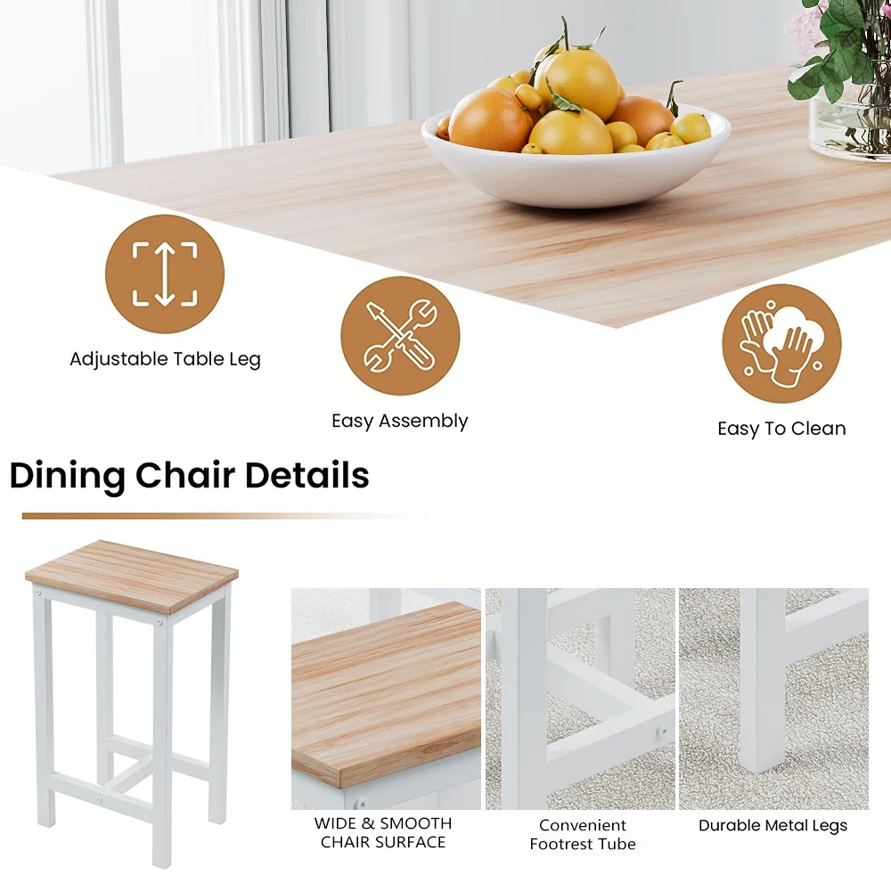 Counter Height Table Set of 5, Breakfast Bar Table and Stool Set, Minimalist Dining Table with Backless Stools, Wood Top Pub Table & Chair Set for Kitchen Apartment Bistro - Space Saving - Image 45