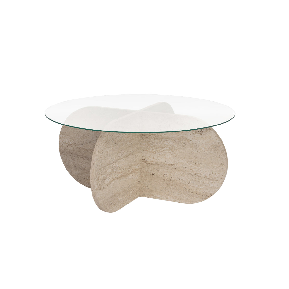 Calicosy - Salontafel met gehard glazen blad AERIS - Travertijneffect