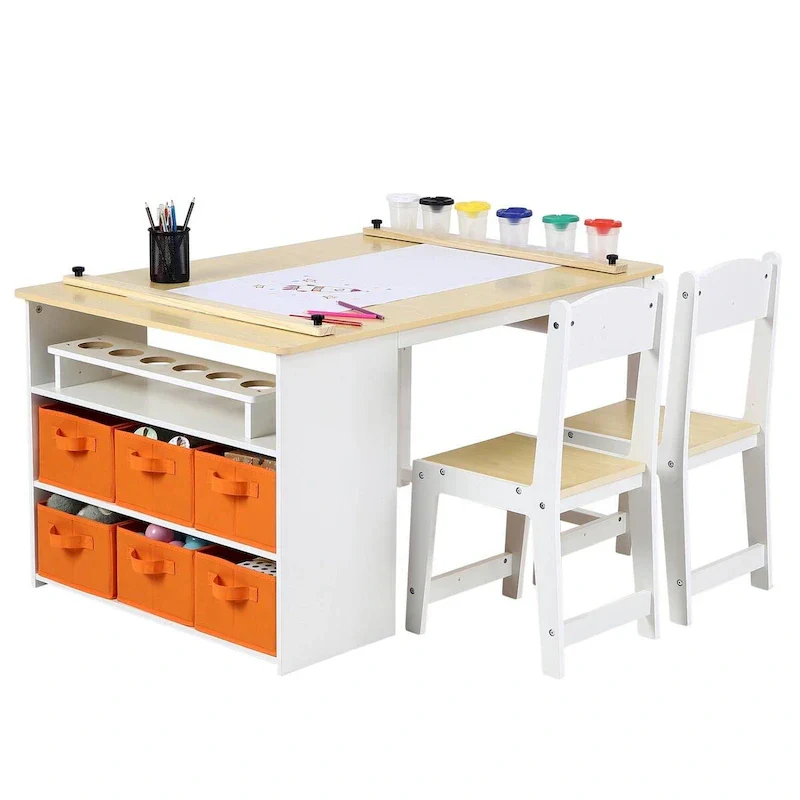 Children's Art Table and Drawing Desk with Ample Storage