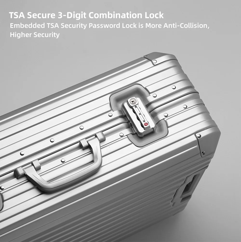 All Aluminum Magnesium Hardshell Carry On Luggage with Lock, Airline Approved Hardside Carry on Suitcase with Spinner Wheels, Checked Metal Rolling Luggage Case for Travel, Business - Image 6