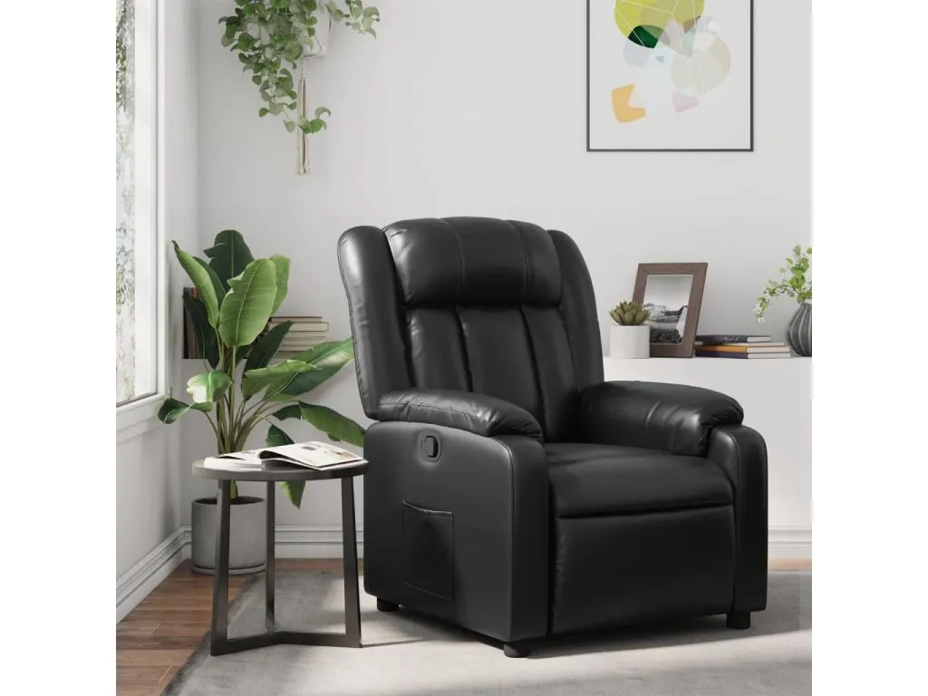 Sillón reclinable de cuero sintético negro
