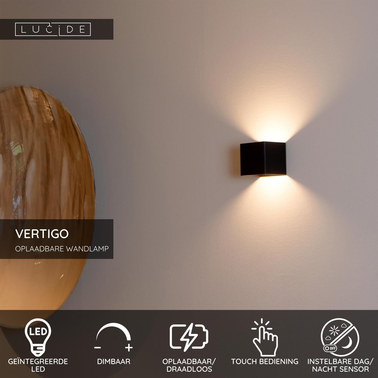 Lucide VERTIGO Wandlamp - Zwart