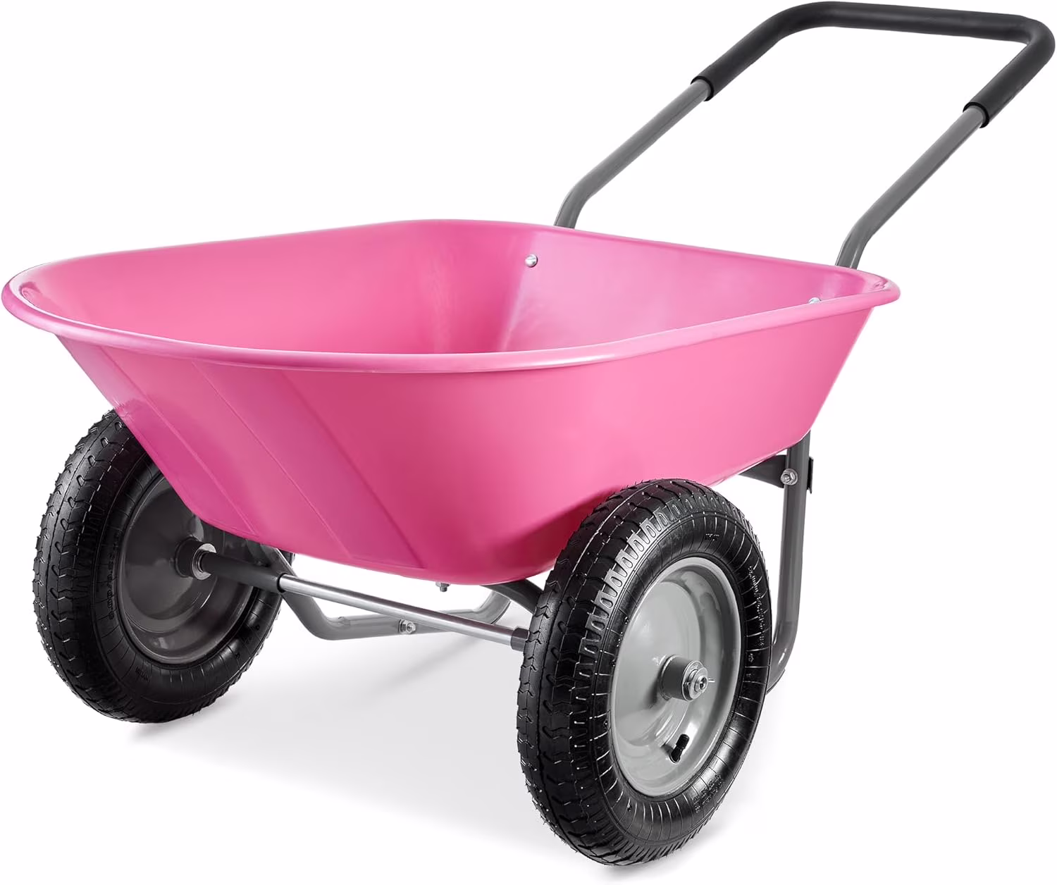 ZMMOO Dual-Wheel Home Utility Yard Wheelbarrow Garden Cart w/Built-in Stand for Lawn, Gardening, Construction - Red - Image 5