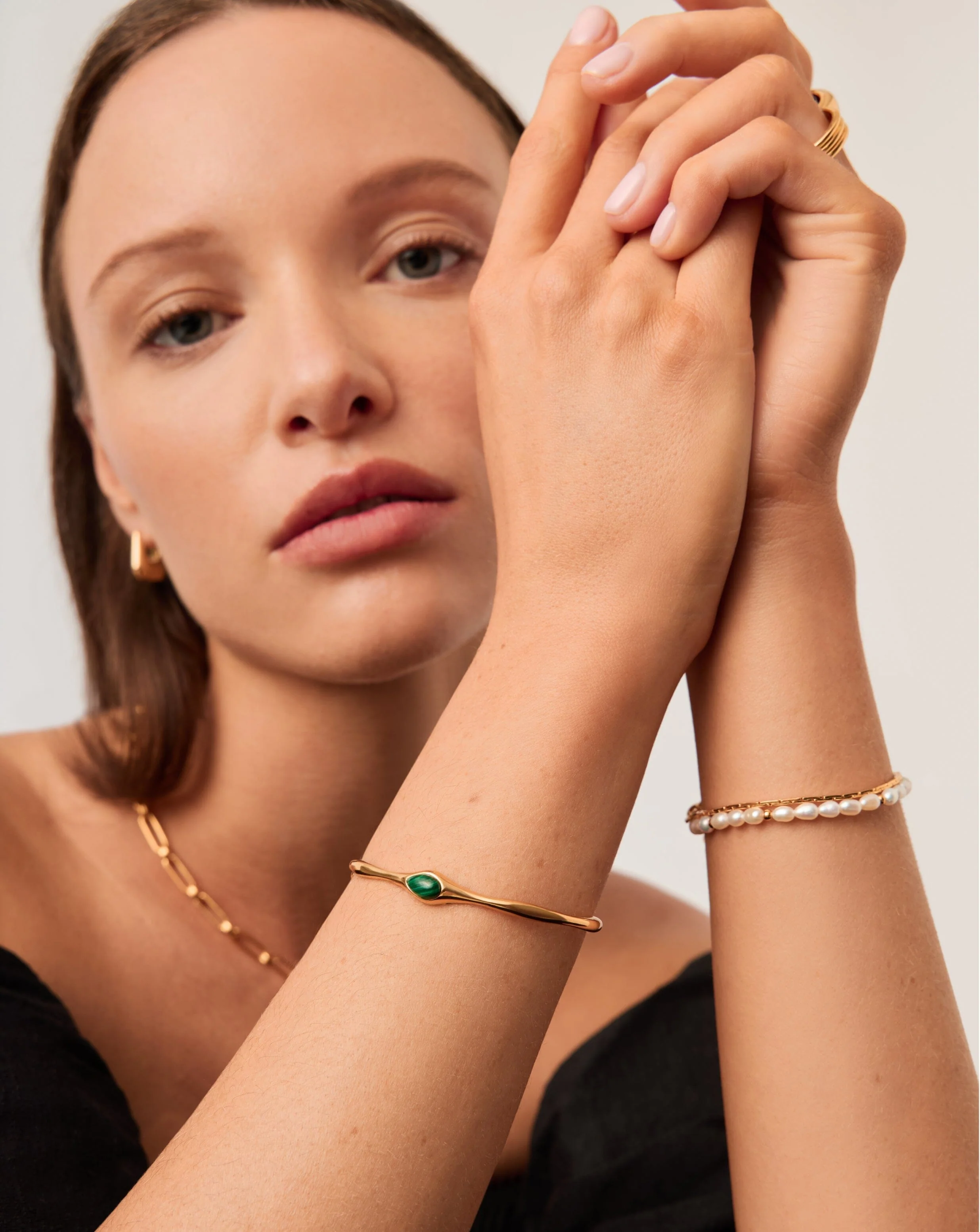 Magma Gemstone Cuff Bracelet | 18ct Recycled Gold Plating On Brass